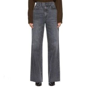 SLVRLAKE Grace Many Moons  gray jeans high waist, wide-leg unfinished cuffs  29